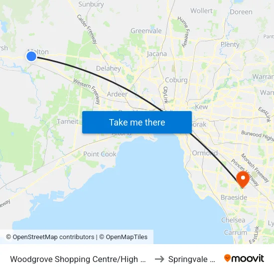 Woodgrove Shopping Centre/High St to Springvale South map