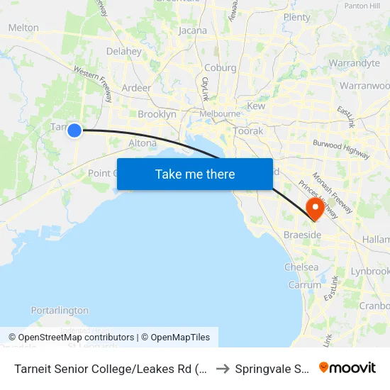 Tarneit Senior College/Leakes Rd to Springvale South map