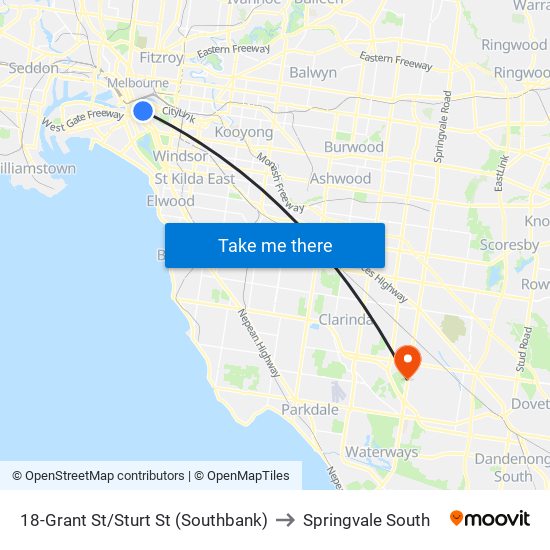 18-Grant St/Sturt St (Southbank) to Springvale South map