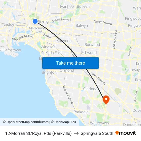 Morrah St/Royal Pde #12 to Springvale South map