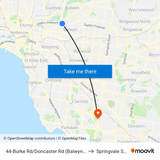 Burke Rd/Doncaster Rd #44 to Springvale South map