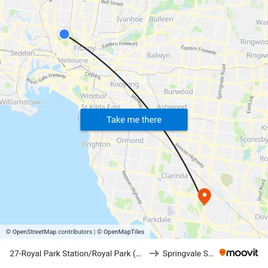 Royal Park Station/Royal Park #27 to Springvale South map