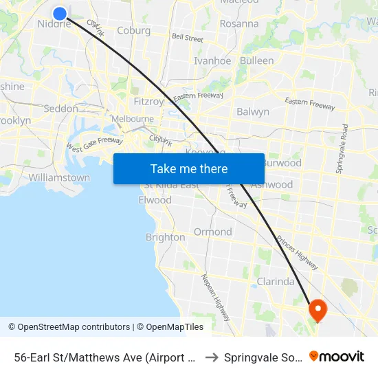 Earl St/Matthews Ave #56 to Springvale South map