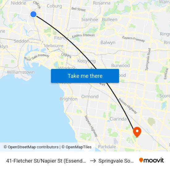 Fletcher St/Napier St #41 to Springvale South map