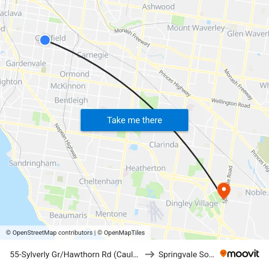 Sylverly Gr/Hawthorn Rd #55 to Springvale South map