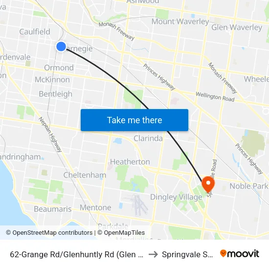 Grange Rd/Glenhuntly Rd #62 to Springvale South map