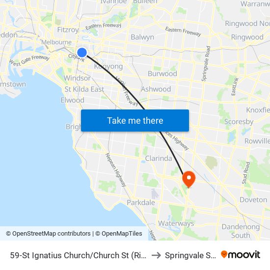 59-St Ignatius Church/Church St (Richmond) to Springvale South map