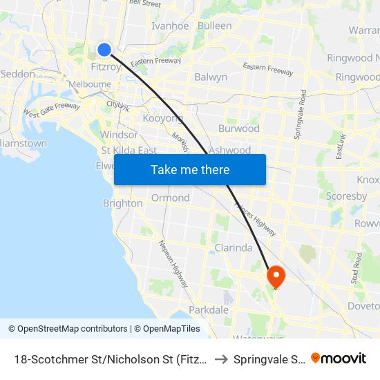 18-Scotchmer St/Nicholson St (Fitzroy North) to Springvale South map