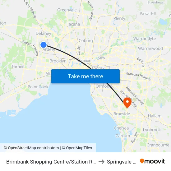 Brimbank Shopping Centre/Station Rd to Springvale South map