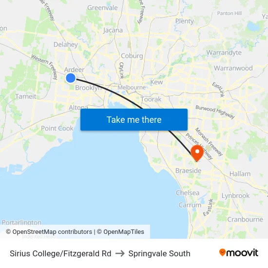 Sirius College/Fitzgerald Rd to Springvale South map