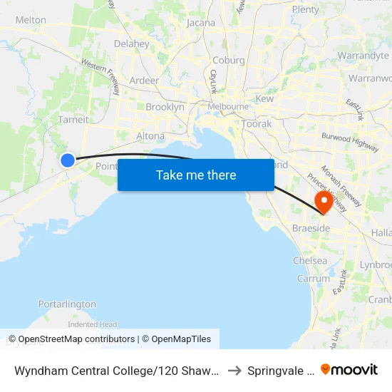 Wyndham Central College/Shaws Rd to Springvale South map