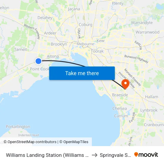Williams Landing Station to Springvale South map