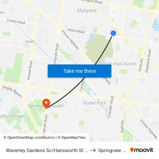 Waverley Gardens Sc/Hansworth St to Springvale South map