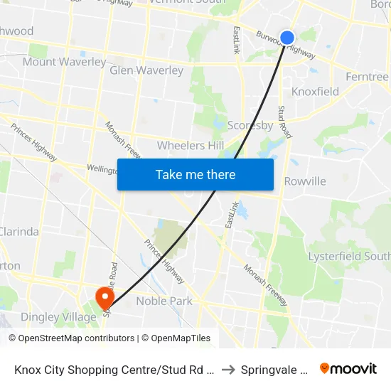 Knox City Shopping Centre/Stud Rd to Springvale South map