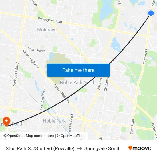 Stud Park Sc/Stud Rd to Springvale South map