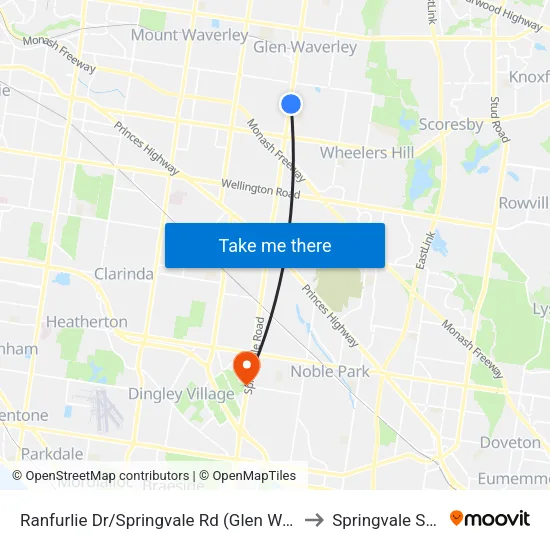 Ranfurlie Dr/Springvale Rd to Springvale South map