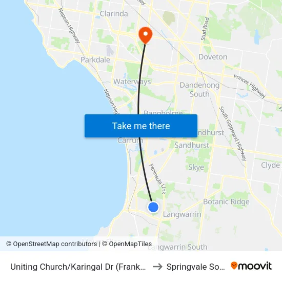 Uniting Church/Karingal Dr to Springvale South map