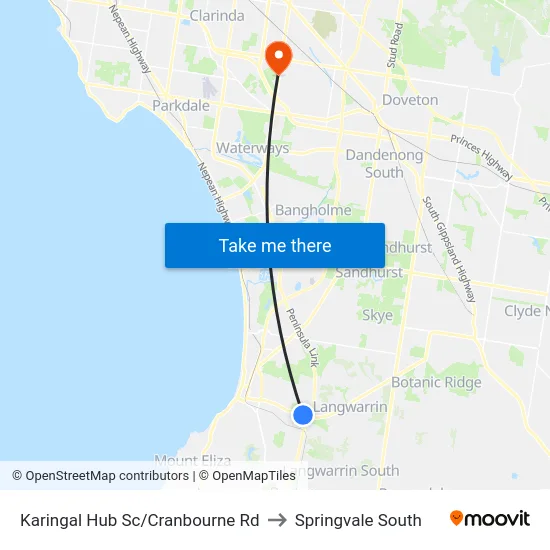 Karingal Hub Sc/Cranbourne Rd to Springvale South map