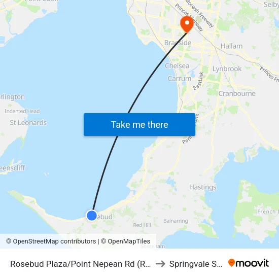Rosebud Plaza/Point Nepean Rd to Springvale South map