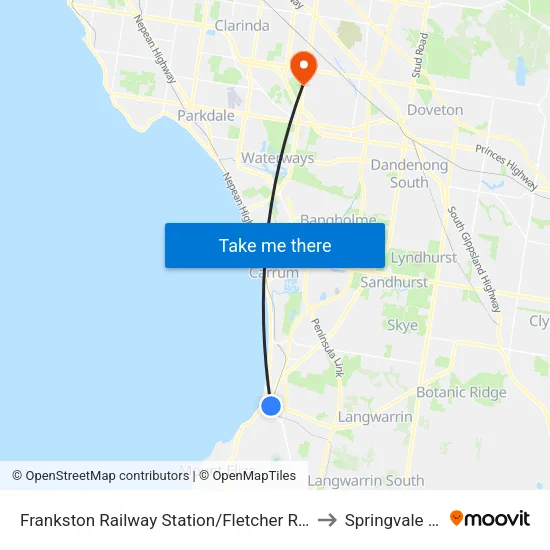 Frankston Railway Station/Fletcher Rd to Springvale South map