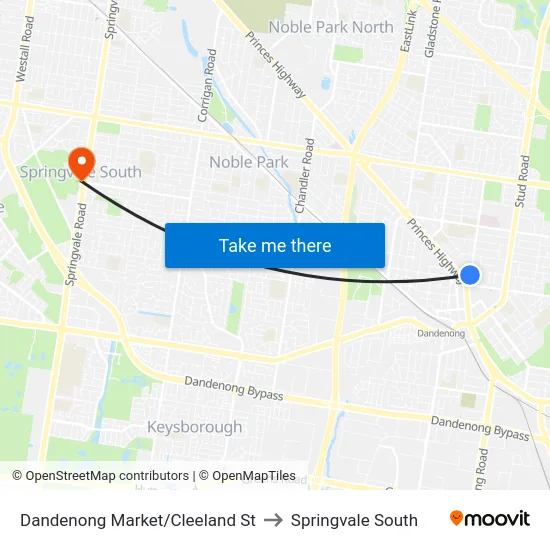 Dandenong Market/Cleeland St to Springvale South map