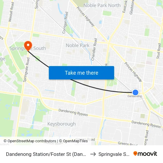 Dandenong Station/Foster St to Springvale South map