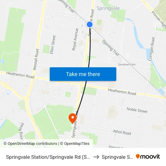 Springvale Station/Springvale Rd to Springvale South map