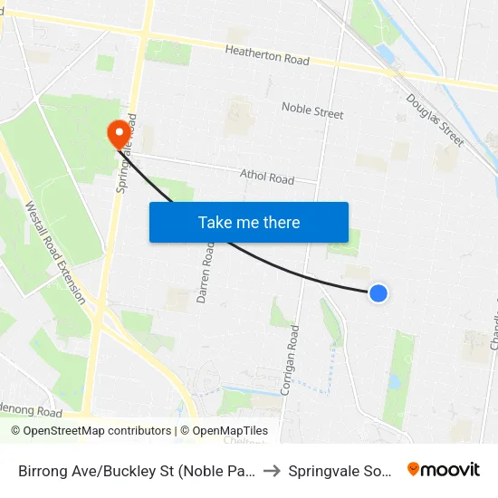 Birrong Ave/Buckley St to Springvale South map