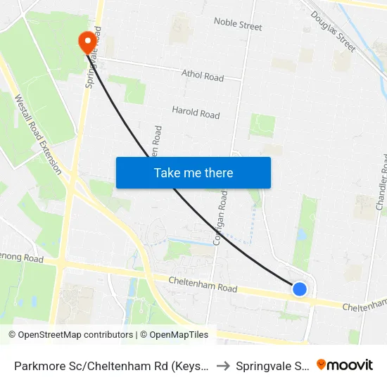 Parkmore Sc/Cheltenham Rd to Springvale South map