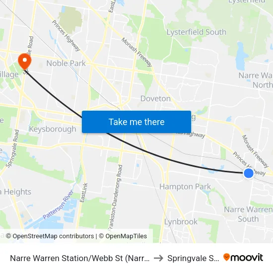 Narre Warren Station/Webb St to Springvale South map