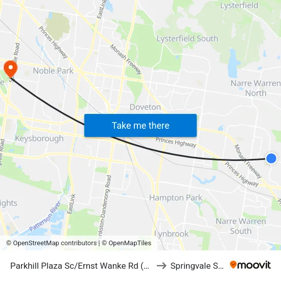 Parkhill Plaza Sc/Ernst Wanke Rd to Springvale South map