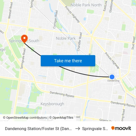Dandenong Station/Foster St to Springvale South map