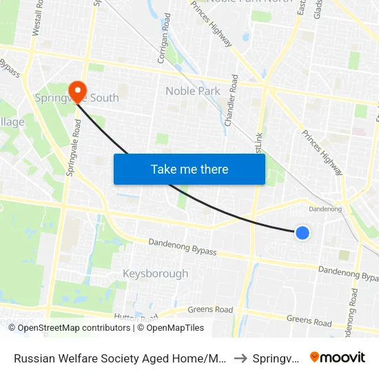 Russian Welfare Society Aged Home/Morwell Ave to Springvale South map