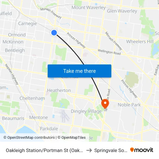 Oakleigh Station/Portman St to Springvale South map