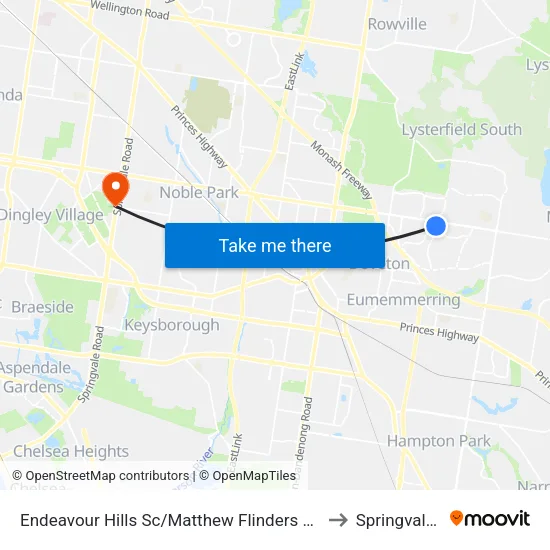 Endeavour Hills Sc/Matthew Flinders Ave to Springvale South map