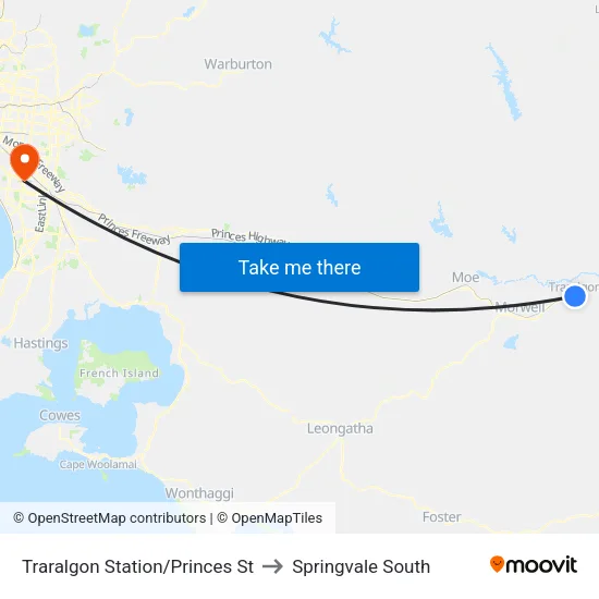 Traralgon Station/Princes St to Springvale South map
