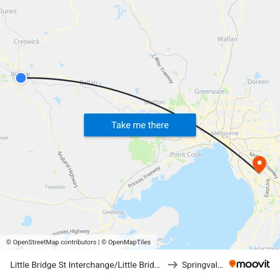 Little Bridge St Interchange/Little Bridge St to Springvale South map