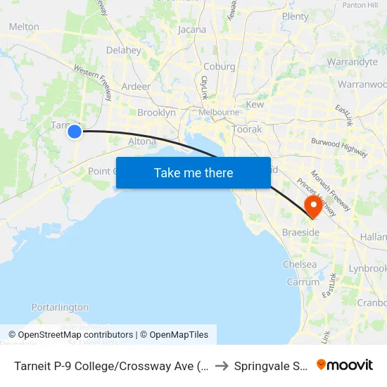 Tarneit P-9 College/Crossway Ave to Springvale South map