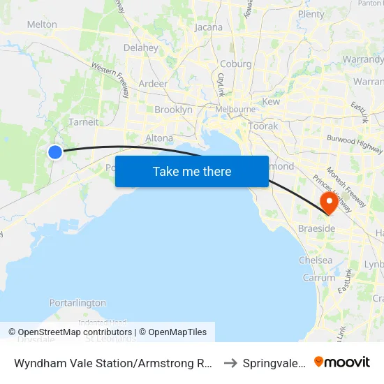 Wyndham Vale Station/Armstrong Rd to Springvale South map
