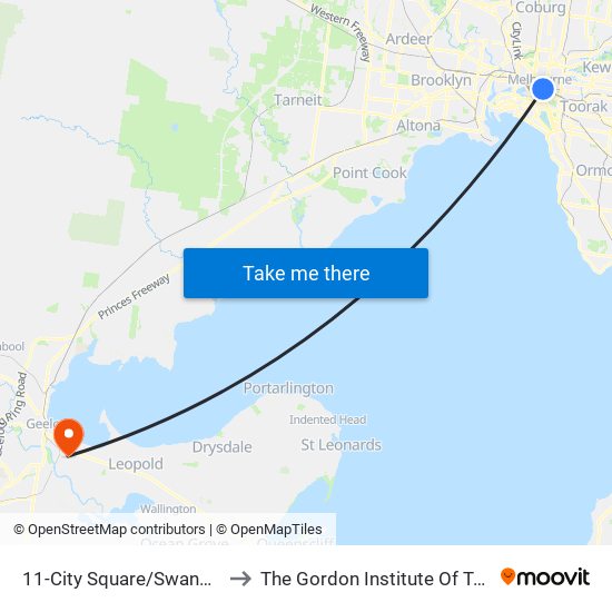 11-City Square/Swanston St (Melbourne City) to The Gordon Institute Of Tafe (East Geelong Campus) map