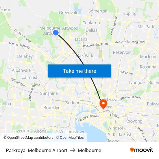 Parkroyal Melbourne Airport to Melbourne map