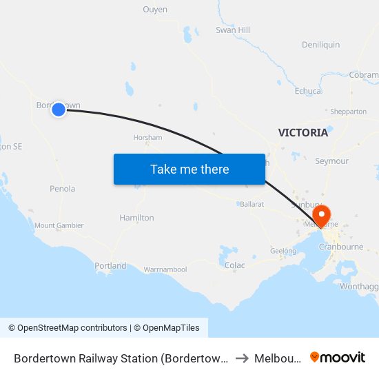 Bordertown Railway Station (Bordertown (Sa)) to Melbourne map