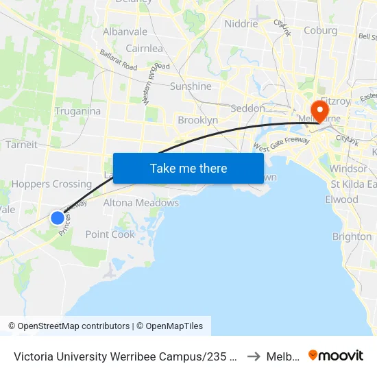 Victoria University Werribee Campus/235 Hoppers Lane to Melbourne map