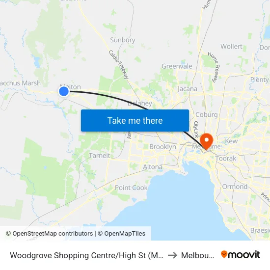 Woodgrove Shopping Centre/High St to Melbourne map