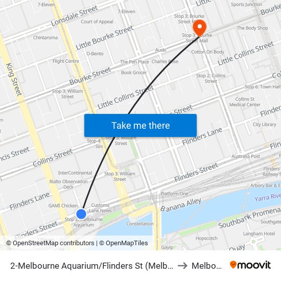 2-Melbourne Aquarium/Flinders St (Melbourne City) to Melbourne map