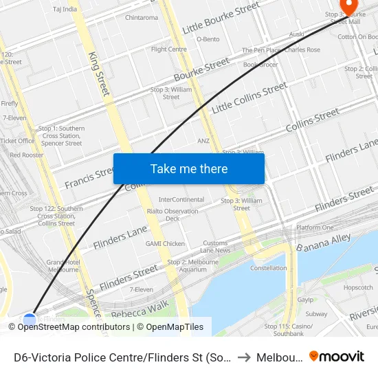 Victoria Police Centre/Flinders St #D6 to Melbourne map