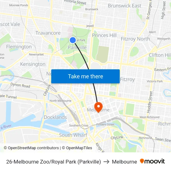 Melbourne Zoo/Royal Park #26 to Melbourne map