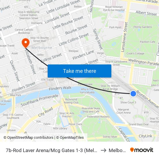 7b-Rod Laver Arena/Mcg Gates 1-3 (Melbourne City) to Melbourne map