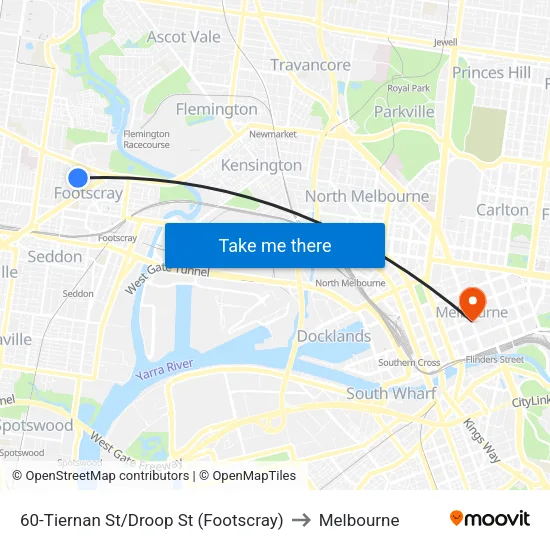 Tiernan St/Droop St #60 to Melbourne map