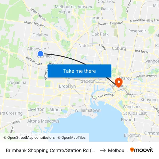 Brimbank Shopping Centre/Station Rd to Melbourne map